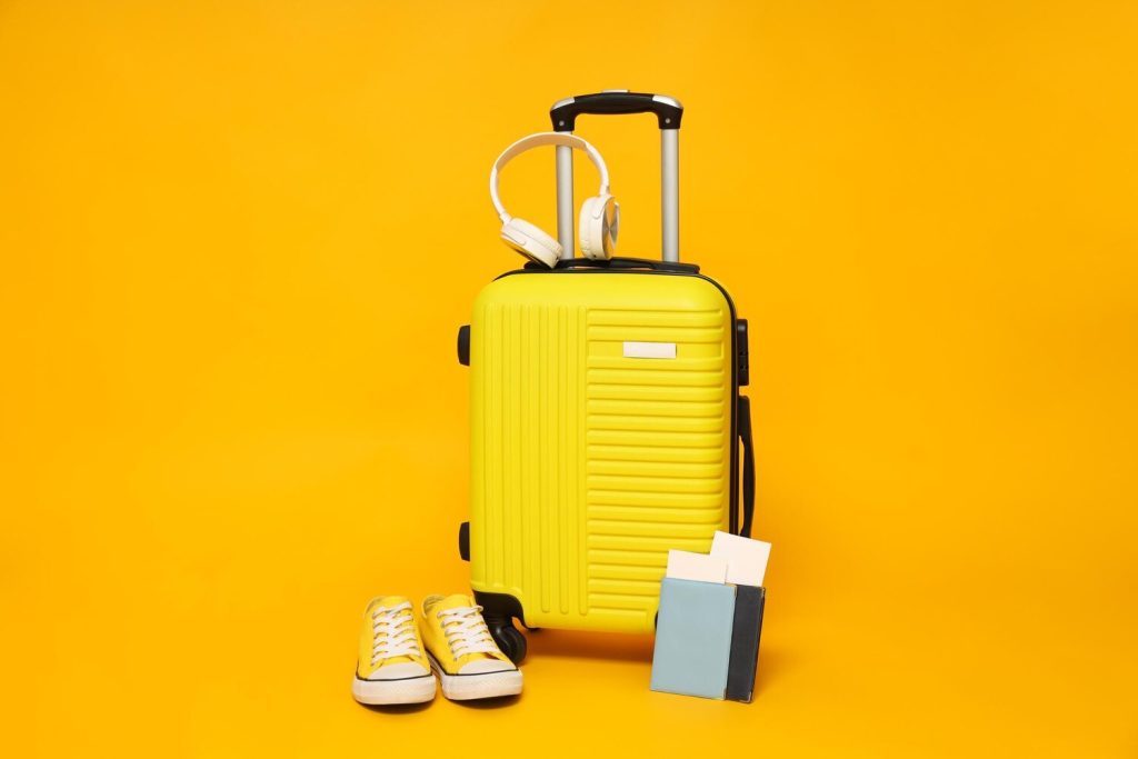 travel and vacation holidays composition with suitcase